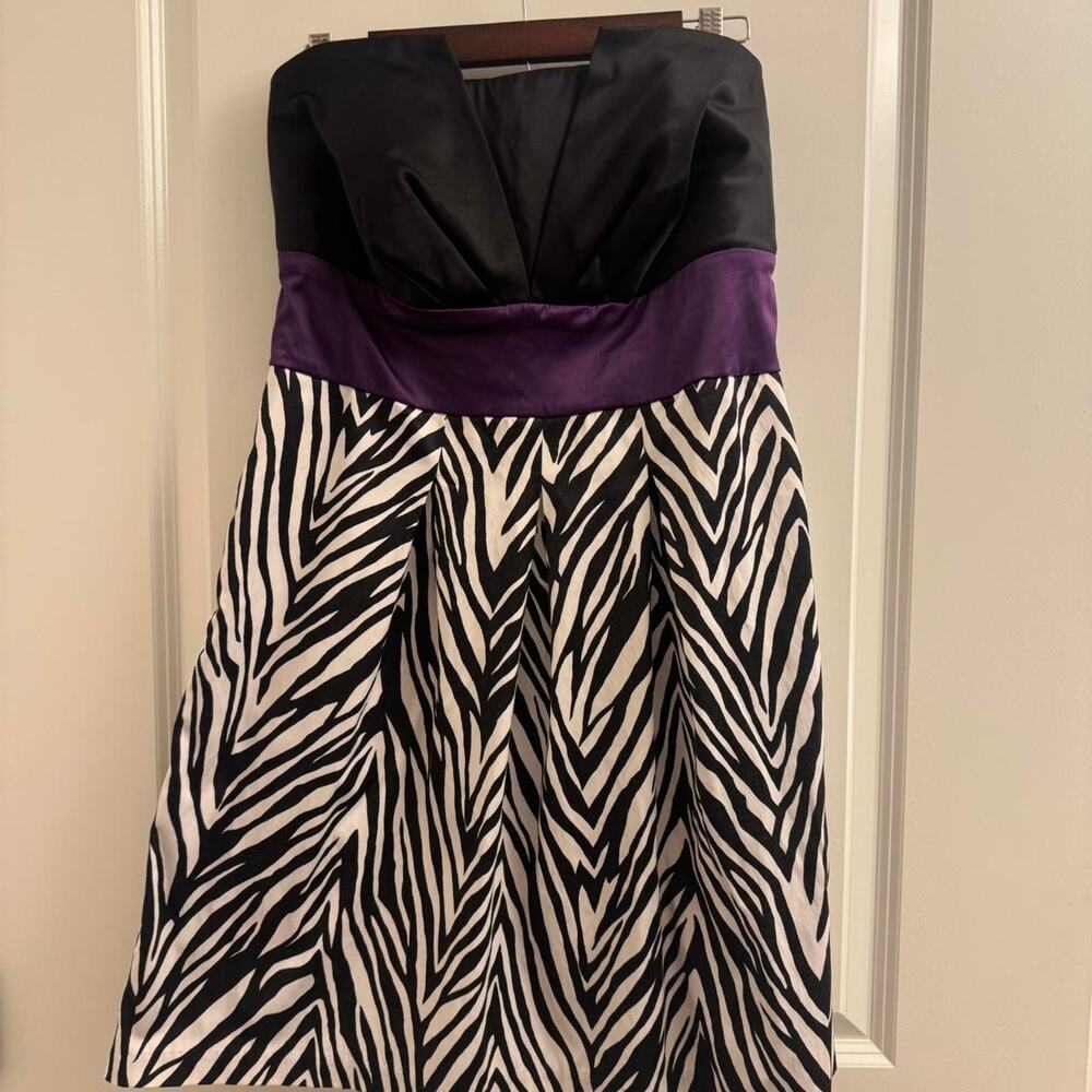 Y2k Zebra Print Strapless Dress Wishes Wishes Wishes Brand Size 16 Purple Black